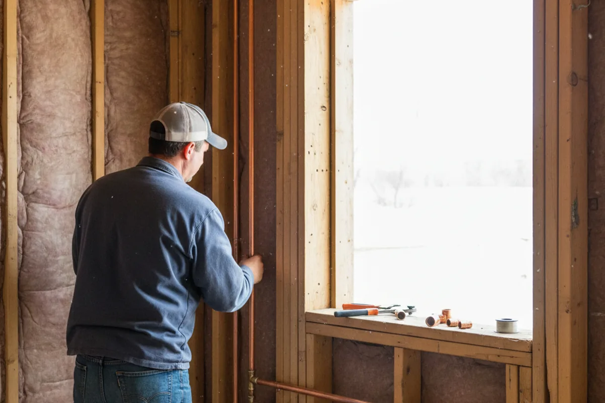 Licensed plumber running new copper supply lines in a Columbus home