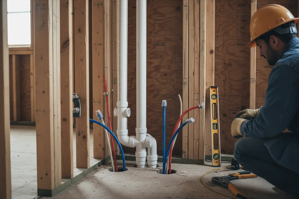 Drain and supply rough-in during Drain Cleaning in Columbus